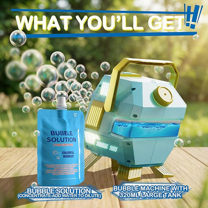 Bubble Machine with Lights, Big Bubbles Bubble Maker Toys for Boys Kids & Toddler, 320ml Large Tank, Battery Operated Bubble Blower for Birthday Parties, Weddings, Indoor & Outdoor Play
