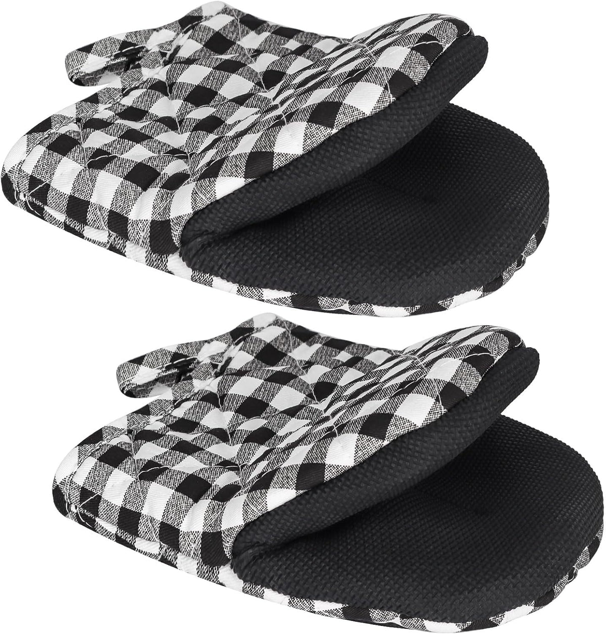 Qulable 1 Pair Short Oven Mitts - Silicone Kitchen Oven Gloves High Heat Resistant 500℉