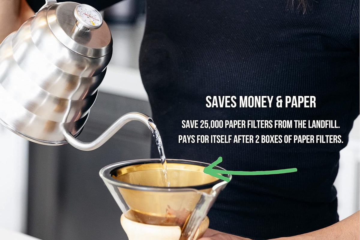 Barista Warrior Compatible with Hario V60 Pour Over Coffee Filters - Reusable Stainless Steel