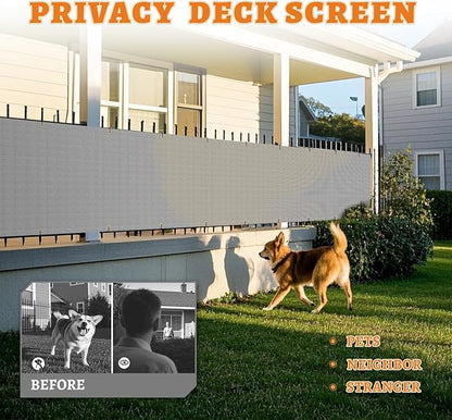 2.5' x 115' Balcony Privacy Screen Fence Cover with Zip Ties Grommets for Apartment Patio Porch Deck Backyard Outdoor (Gray)