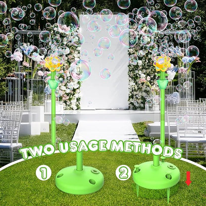 Palksky Bubble Machine for Kids Toddlers, 2PCS Flower Bubble Maker with Lights for Parties, Rechargeable Automatic Bubbles Blower Machine for Outdoor Wedding Birthday Party