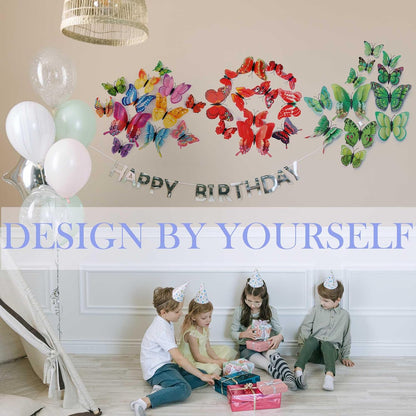 Butterfly Wall Decor 24/48 PCS, 3D Butterflies Stickers for Party Decorations with Magnets (Red, 24)