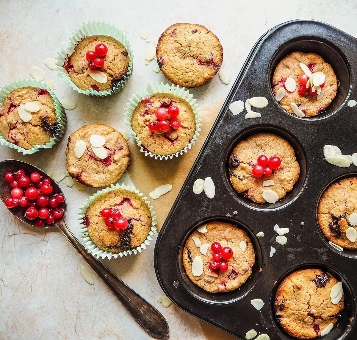 Muffin Tin, 12-Well Nonstick Cupcake Pan Set of 2, Heavy Duty Steel Muffin Pan