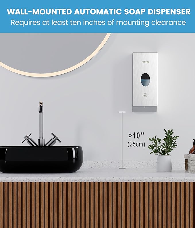 Automatic Soap Dispenser, 27 oz / 800ml Wall Mounted Touchless Liquid Soap Dispenser, 304 Stainless Steel Commercial Soap Dispenser for Bathroom, Office, Hotel