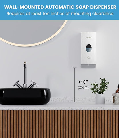 Automatic Soap Dispenser, 27 oz / 800ml Wall Mounted Touchless Liquid Soap Dispenser, 304 Stainless Steel Commercial Soap Dispenser for Bathroom, Office, Hotel