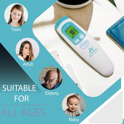 Amplim Non-Contact Forehead Thermometer & Case for Adults, Kids, Baby, FDA Cleared, Medical Grade, Touchless Infrared, 1-Sec Reading, Fever Alarm
