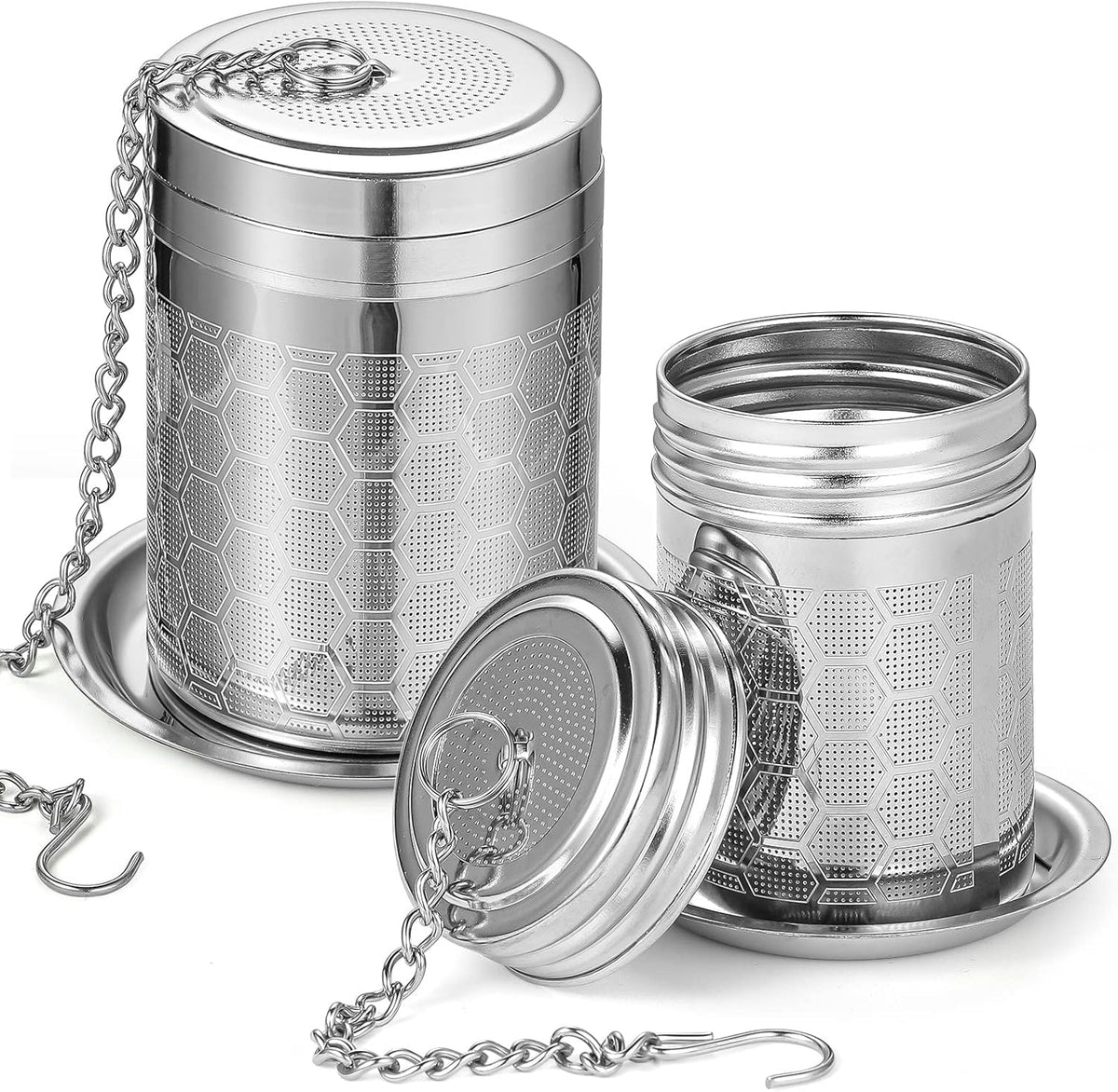 2 Pack Tea Infuser, Tea Strainers for Loose Tea Mesh Stainless Tea Strainer Loose Leaf Tea Steeper Tea Diffuser with Tea Basket and Lid for Black Tea