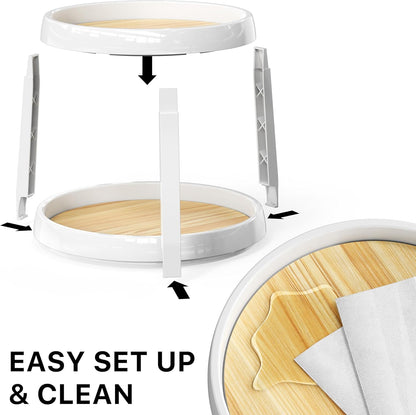 Simple Houseware 2-Tier Lazy Susan Spice Organizer, 10-Inch Diameter, Oak