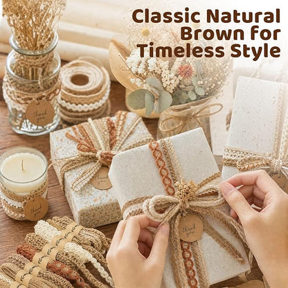 VGOODALL 9 Rolls Jute Ribbons Lace Craft Ribbon 18 Meters for Crafts Wraping Gifts Party Holiday and Rustic Wedding Decorations