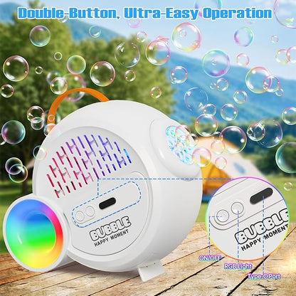 Bubble Machine for Kids Toddlers, Automatic Bubble Blower with RGB Light, 4000+ Bubbles/Min Bubble Maker with 10 Refill Packs, Easter Christmas Birthday Party Gifts for 3 4 5 6 7 8 Year Old Boy Girl