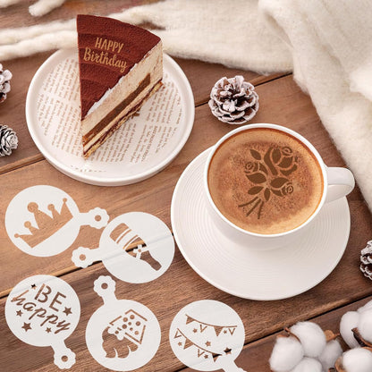 Julbear Birthday Cookie Stencils, 36 Pieces Reusable Coffee Decoration Stencils Templates Tools for Cookies Baking Painting Dessert Decoration DIY