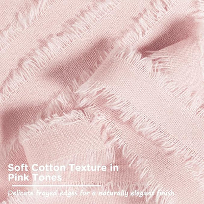 Pink Cotton Ribbon 5/8 Inch Pink 3 Rolls 21 Yards Frayed Edge Fabric Set for Bridal Shower, Baby Shower, Wedding Invitations, Birthday Party & Gift Wrapping