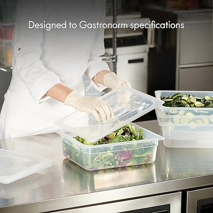 CURTA 4-Pack 1/2 Size 4" Deep Food Pan with Handled Lid – NSF Listed Commercial-Grade Translucent Polypropylene, Stackable Freezer-Safe Storage for Restaurants, Catering & Buffets