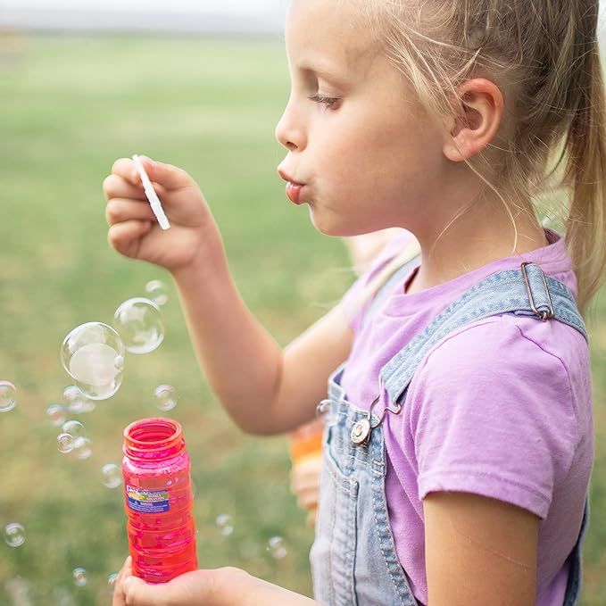 2 Pack Handheld Bubble Blaster Blowing Machine with 8 Refill Bubble Solution Pack, Great Toddler Party Favor and Birthday Gift, 3+