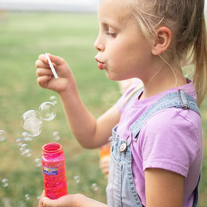 2 Pack Handheld Bubble Blaster Blowing Machine with 8 Refill Bubble Solution Pack, Great Toddler Party Favor and Birthday Gift, 3+