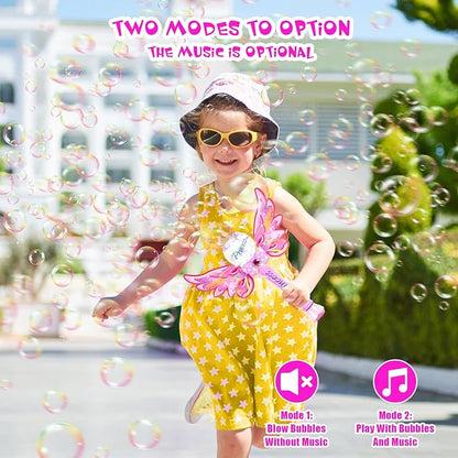 Princess Bubble Wand,Bubble Machine for Kids Girls,Music & Light Up Bubble Blower,Bubble Maker,Outdoor Party Birthday Bubble Toy for Toddlers,Gift for Girls Age 3 4 5 6 7 8 Years Old.(Pink)