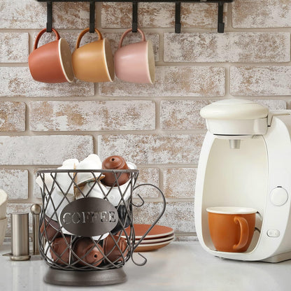 TreeLen Coffee K Cup Holder, K Pod Storage Organizer, Keurig Cup Holder for Countertops, Kcup Holders for 35 K cups – Matte Bronze
