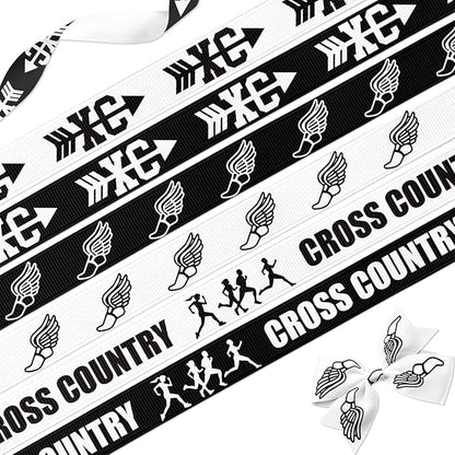 Cross Country Ribbon, 6 Pack Track Field Grosgrain Ribbons, 5/8" x 3 Yards Each (18 Yards Total), XC Runner Medal Display Gift Wrapping Decoration