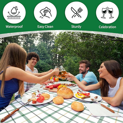 Picnic Table Cover with Bench Covers, Elastic Fitted Spandex Tablecloths for 6 Foot Rectangle Tables, Stretch Washable Patio Tablecloth for Outdoor