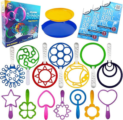 Bubble Wands for Kids | Giant Bubble Wand | Bubbles for Kids | 19,11 Large Bubbles Rings Blowing Set for Big Bubbles Includes 3 Original Mix Kit