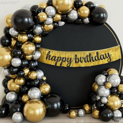 KatchOn, Gold & Black Graduation Balloon Arch Kit 2026 - Pack of 85 | Graduation Fringe, Graduation Backdrop for 2026 Graduation Decorations | Graduation Party Decorations, Grad Party Decorations 2026