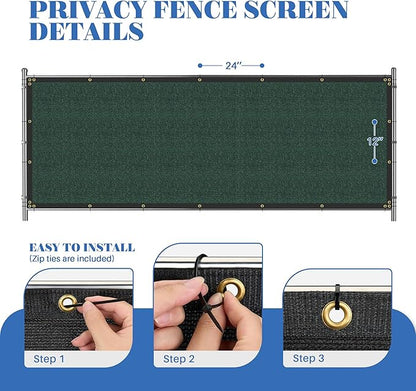 ECOOPTS 4'x246' Privacy Fence Screen Windscreen with Copper Grommets, Fit for Commercial Fence and Residential Garden Outdoor 90% UV Blockage, Cable Zip Ties Included (Green)