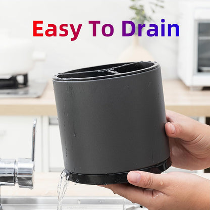 Utensil Holder,Kitchen Utensil Holder For Counter,Rotating Silverware Organizer Cooking Flatware Spoon Spatula Tool Cutlery Container Stainless Steel Caddy