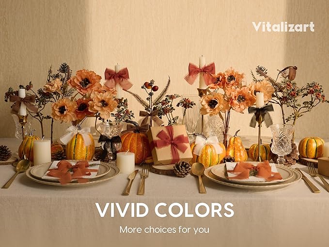 Vitalizart Fall Handmade Chiffon Silk Ribbon Fringe 1.5" x 21 Yd Terracotta Cream Frayed Edges Ribbons for Wedding Invitations Bridal Bouquets Gifts Wrapping Crafts Holiday Party Decorations