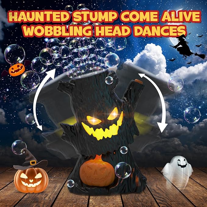 Rechargeable Bubble Machine - Automatic Bubble Blower Haunted Stump - Outdoor Play, Wedding, Birthday Party, Gifts Toys for Boys, Girls, Kids, Toddlers