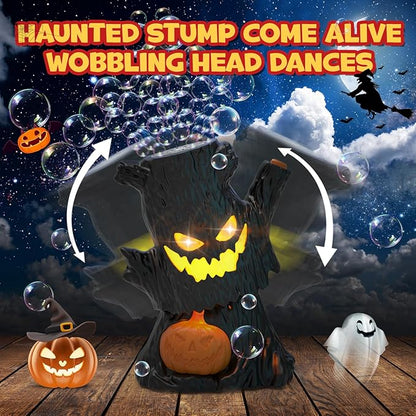 Rechargeable Bubble Machine - Automatic Bubble Blower Haunted Stump - Outdoor Play, Wedding, Birthday Party, Gifts Toys for Boys, Girls, Kids, Toddlers