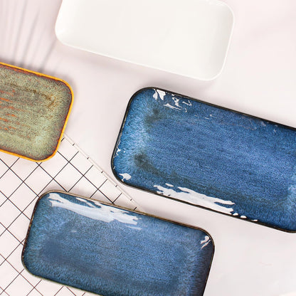 Porcelain Dinner Plates Blue 2 PCS, Serving platters for entertaining, for Fruit, cheese, snack, Bread, cupcake, Salad - Scratch Resistant durable