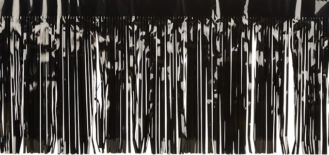 2-Ply FR Metallic Fringe Drape (black) Party Accessory (1 count)