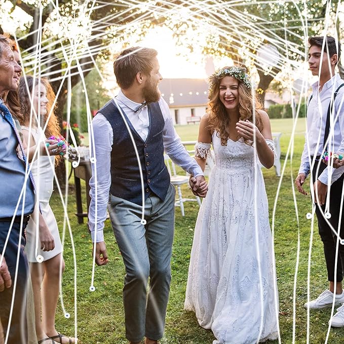 Wettarn 100 Pcs Throw Streamers Confetti Romantic Hand No Mess Streamer Crackers for Christmas Wedding Birthday Party Celebrations Graduation Party Favors(White)