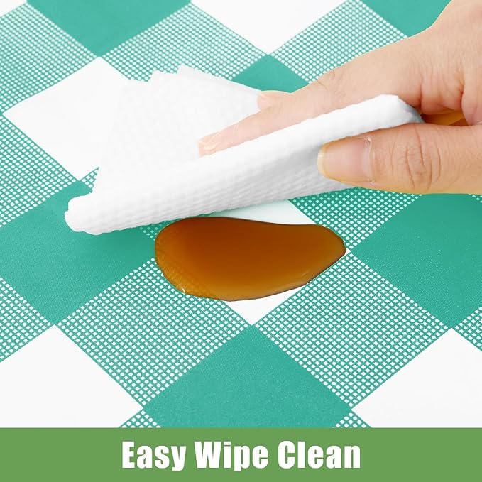 Smiry 3 Pack Teal Gingham Disposable Tablecloths - 54" x 108" Heavy Duty Plastic Table Cloth, Waterproof Buffalo Plaid Table Covers for Picnic, Banquets, Outdoor Parties