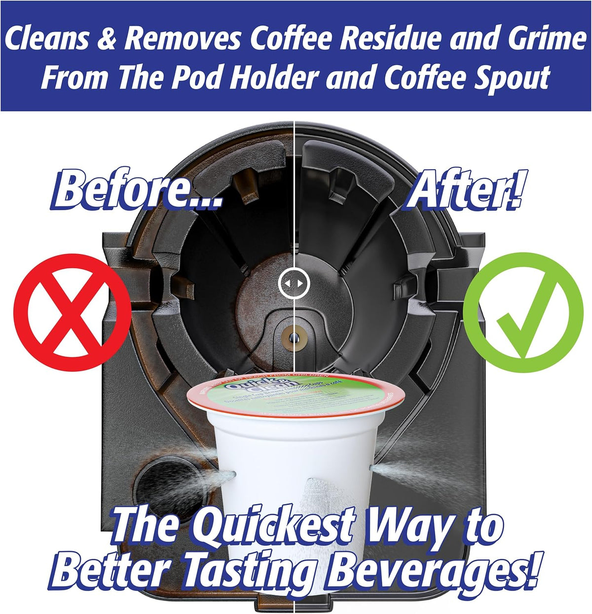 Quick & Clean 4-Pack of Cleaning Cups + 2 Filters with Descaler Bundle (2 Total Uses) - 2.0 Compatible, Descaling Solution for Keurig, Nespresso