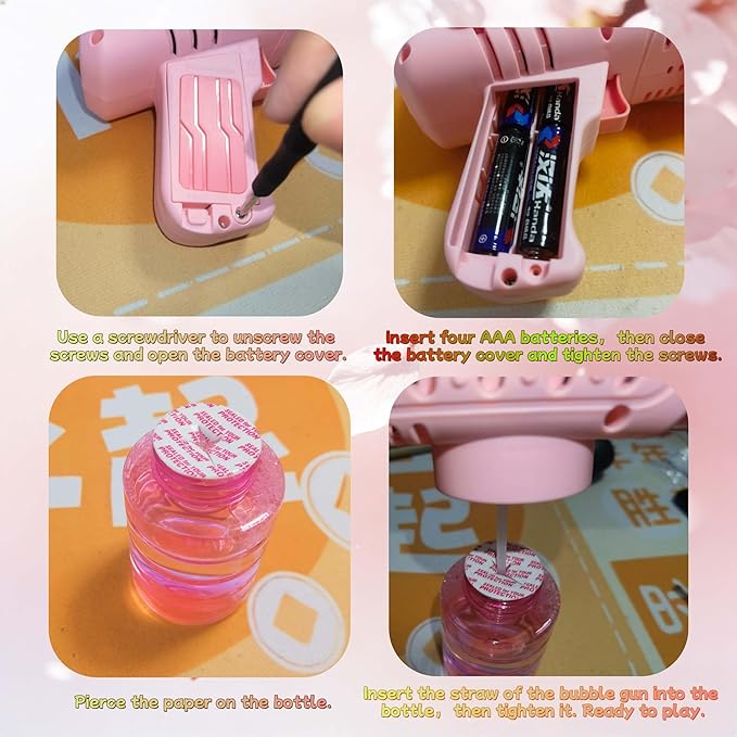 Bubble Gun for Kids with LED Lights & Leak-Proof Design Outdoor Toys for Boys Girls Party Favors Summer Toy Birthday Gifts Easter Bubbles for Wedding Favors