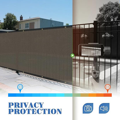 ECOOPTS 4'x150' Privacy Fence Screen Windscreen with Copper Grommets, Fit for Commercial Fence and Residential Garden Outdoor 90% UV Blockage, Cable Zip Ties Included (Brown)