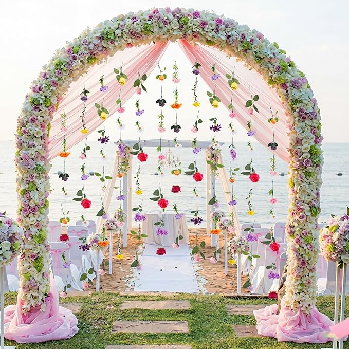 Suncalla 6 Pcs 35.46 ft Flower Garlands Backdrop Spring Artificial Wildflower Vines Floral Decorations for Party Fake Flower Vines Faux Silk Wildflower for Wedding Garden Wall Arch (Fresh,Multicolor)