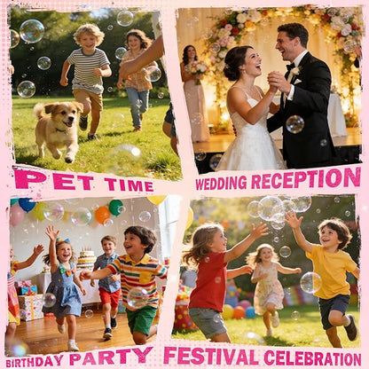 Dual-Engine Bubble Machine with Auto Rotation & RGB Lights & Remote Control,1800mA Type-C Rechargeable,700mL Tank,Bubble Maker for Kids, Party, Wedding, Backyard Outdoor Toy
