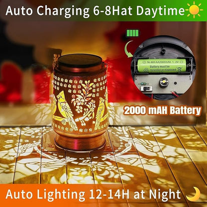 Cardinal Mothers Day Gifts Solar Lanterns Outdoor Waterproof, Metal Large Solar Lantern Light with Upgraded 2000mAH Battery, Birthday Gifts for Women Mom Grandma, Garden Decor for Patio Yard Lawn