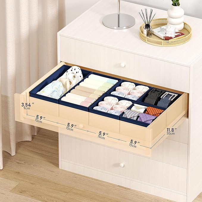DIMJ Drawer Organizer Clothes Storage - 18 Pack Baby Dresser Organizer for Nursery, Foldable Drawer Dividers for Bedroom Closet Organization, Fabric Storage Bins for Socks, Underwears, Bras