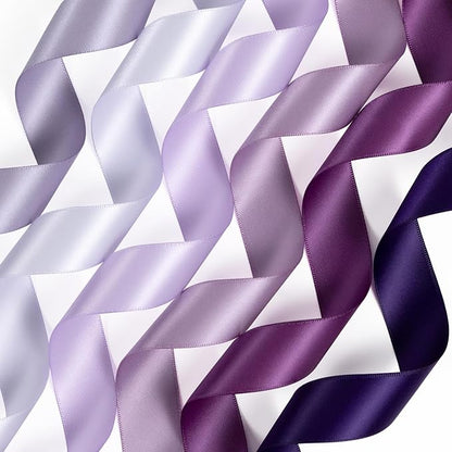 Purple Ribbon 1 Inch Lavender, Lilac, Amethyst, Dark Purple Double Faced Satin Ribbon for Flower Bouquet, Gift Wrapping, Wedding Invitation, Bows, Crafts, Gift Bags - 30Yards