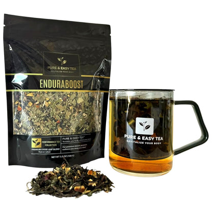 Pure And Easy Tea, EnduraBoost, Natural Energy & Endurance Tea, Caffeinated Loose Leaf Blend with Performance Herbs, Supports Stamina, Focus & Athletic Performance, 30-Day Supply, 100g/3.5oz