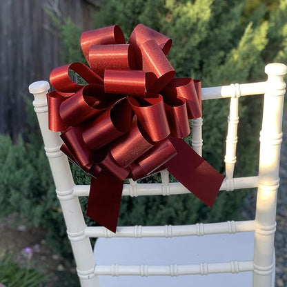 Large Burgundy Gift Pull Bows - 9" Wide, Set of 6, Valentine's Day, V-Day, Gift Basket, Presents, Boxing Day, Birthday, Fundraiser, Birthday, Wreath, Swag, Classroom, Office, Mother's Day