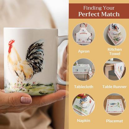 Maison d' Hermine Coffee Mug with Handles Fine Bone China Mugs Pack of One Tea Cups for Hot Beverages Cappuccino Latte Home Restaurant Office Perfect for Gift (Campagne - Coq, 15 Ounce)