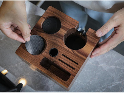 54mm Espresso Tool Set for Breville Machines – Walnut Espresso Organizer, Spring Loaded Self Leveling Tamper, Distribution Tool