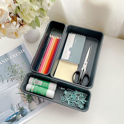 BYCY Office Drawer Organizers Bins Junk Drawer Organizers Tray Storage Dividers for Office Desk Dress Makeup (13pcs 2Size)