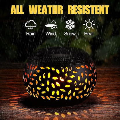 Solar Table Lanterns Outdoor Waterproof - 1 Pack LED Lamp Black Metal Tabletop Light Solar Powered Decorative Lantern for Indoor Desk Bedroom Patio Garden Pathway Yard(1 Pack)