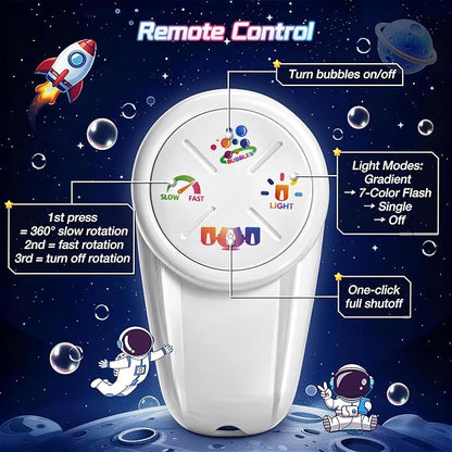 cossy Rechargeable Bubble Machine, 360° Automatic Rotation Bubble Machine for Kids, Bubble Maker with Remote Control, RGB Lights & 20000+ Bubbles Per Minute, Outdoor Toys Games for Kids/Adults (Black)