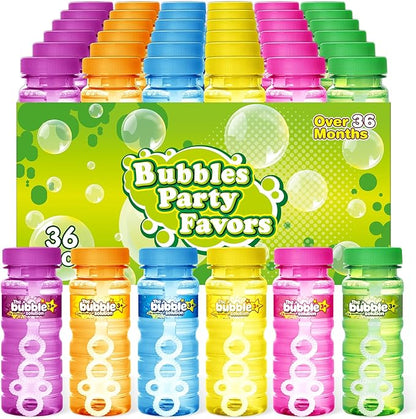 OCHIDO 36 Pcs Bubble Bottles with Wand, Bubbles Party Favors for Summer Outdoor & Indoor Activity, Bubble Wands Bulk for Birthday Party Supplies, Summer Toys Gift, 4oz Bubbles Solution in 6 Colors